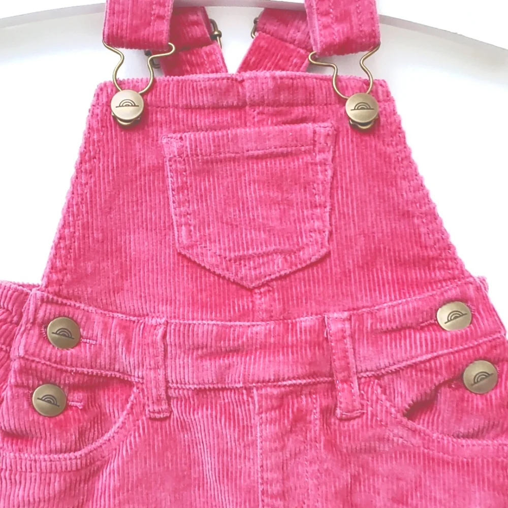 Jamie Kay Pink Rose Overall Corduroy Dress Pockets Size 6-12 mos